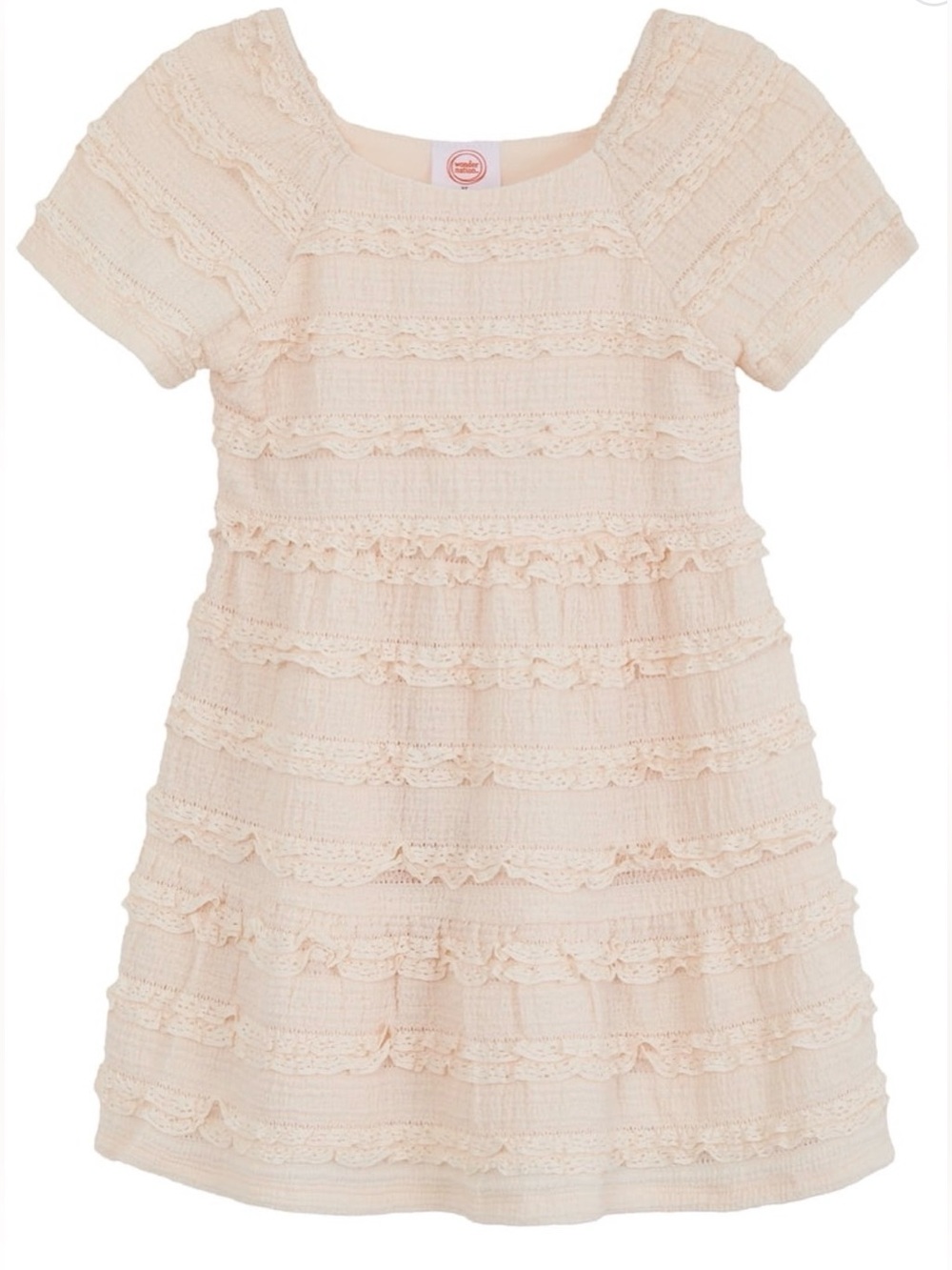 Wonder Nation Girls 12M Gauzy Cream Lace Dress Boho Fall Cottagecore Neutral